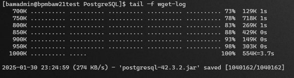 Postęp pobierania pliku w logu narzędzia wget